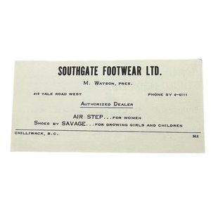 Southgate Footwear Ltd Vintage Print Ad Chilliwack B.C. Canada Shoes 1950s